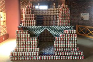 Hoover Dam replica made out of canned food