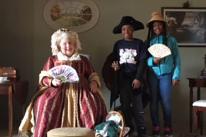 TCM students inside Mt. Vernon with Martha Washington interpreter